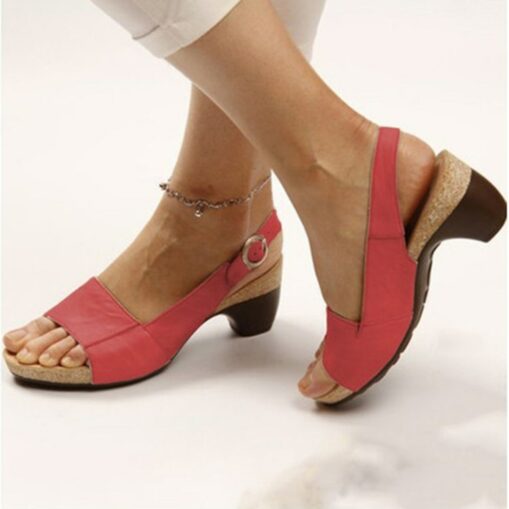 Women's Navy Blue Slingback Wedge Sandals with Open Toe and Buckle Strap - Comfortable Summer Shoes 2025 - Image 6