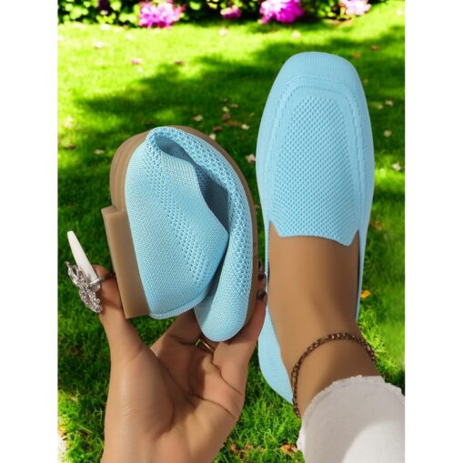 Slip-On Flyknit Shoes with Soft Knit Upper, Casual Style and Foldable Cushioned Sole for Comfortable Summer Wear and Daily Activities 2025 - Image 6