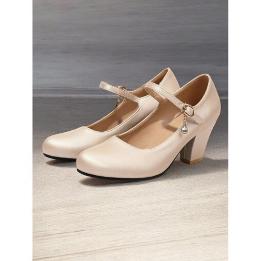Women's Light Blue Mary Jane Heels with Decorative Buckle Strap and Block Heels – Elegant Footwear for Parties and Formal Events 2025 - Image 5