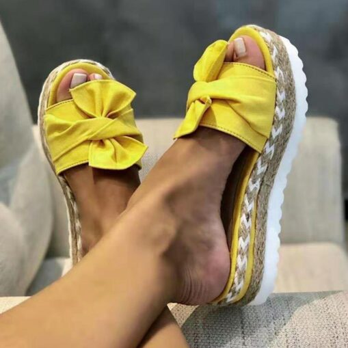 Women's White Bow Espadrille Platform Sandals – Casual Summer Slide-On Wedges with Braided Jute Sole 2025 - Image 6