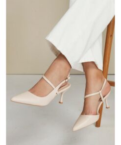 Women's Elegant Nude Kitten Heel Slingback Pumps – Pointed Toe Comfortable Dress Shoes 2025