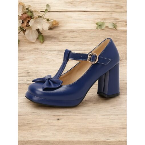 Women's Vintage Mary Jane High Heel Pumps with Bow Detail – Retro Block Heels for Party and Formal Occasions 2025 - Image 2