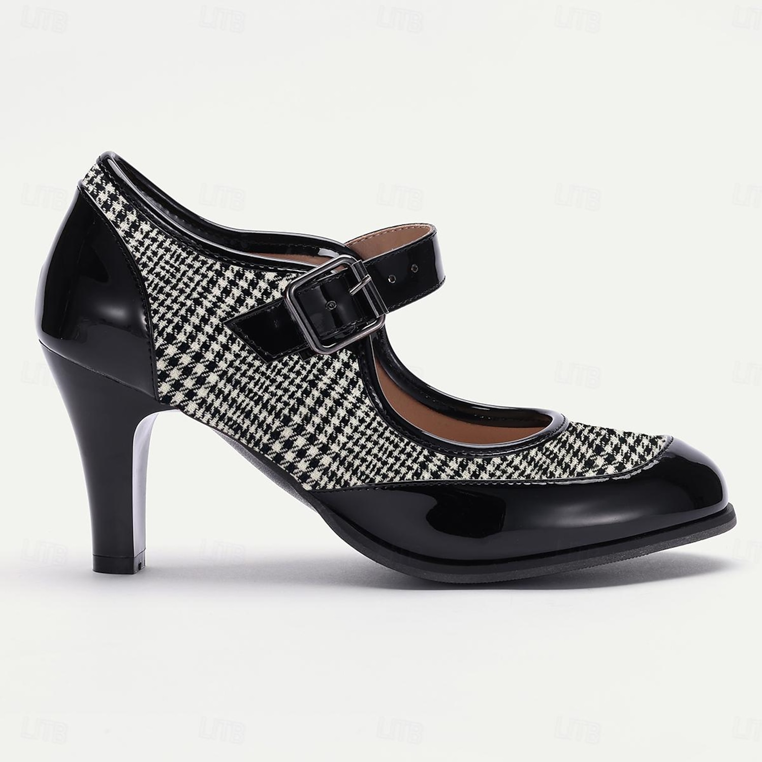 Women's Red Plaid Mary Jane Heels - Stylish Retro Shoes with Buckle Strap for Casual and Party Wear 2025 - Image 3