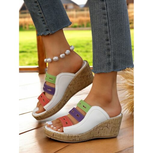 Multi-Colored Wedge Sandals for Women – Stylish Open-Toe Slide Sandals with Comfortable Platform for Casual Summer Outfits 2025 - Image 2