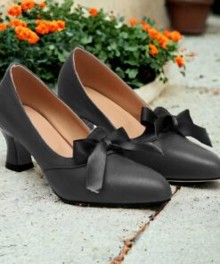 Women's Heels Pumps Ladies Shoes Valentines Gifts Handmade Shoes Vintage Shoes Party Outdoor Valentine's Day Bowknot Kitten Heel Round Toe Elegant Vin