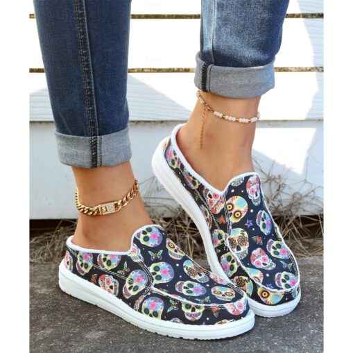 Women's Sneakers Boat Shoes Slip-Ons Plus Size Canvas Shoes Comfort Shoes Outdoor Daily Plaid Summer Flat Heel Round Toe Casual Comfort Minimalism Wal - Image 2