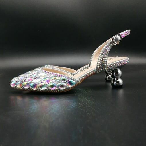 Women's Blue Rhinestone Slingback Heels - Perfect for Weddings and Evening Parties 2025 - Image 3