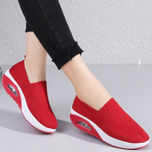 Women's Sneakers Slip-Ons Plus Size Flyknit Shoes Platform Sneakers Outdoor Daily Solid Color Flat Heel Round Toe Sporty Casual Walking Tissage Volant - Image 4