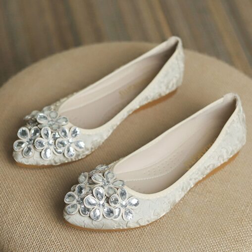 Women's Foldable Crystal Floral Embellished Wedding Flats - Comfortable Lightweight Travel Ballet Shoes 2025 - Image 8