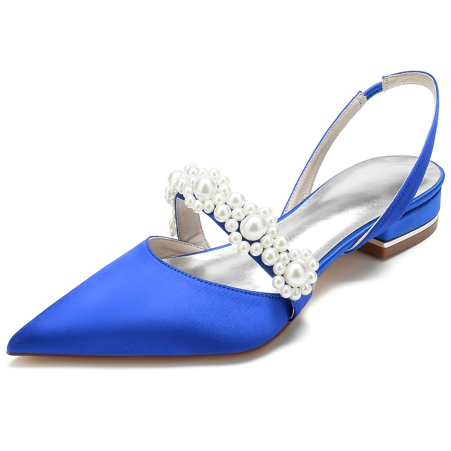 Elegant White Satin Women's Dress Shoes with Pearl Embellishments: Perfect Low Heel Sandals for Weddings and Special Occasions 2025 - Image 2