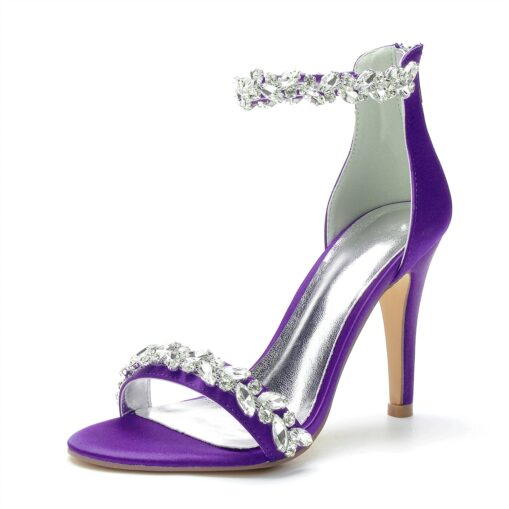Women's Wedding Shoes Bling Bling Sparkling Shoes Bridal Shoes Crystal Stiletto Pointed Toe Minimalism Satin Zipper Green / Blue Black White 2025 - Image 2