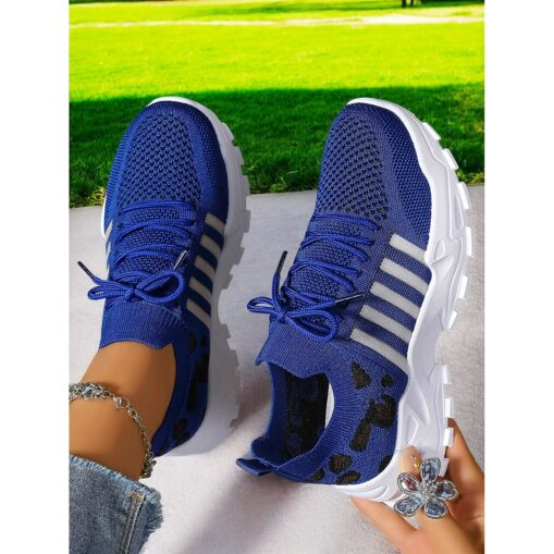 Women's Slip-Ons Flyknit Shoes Daily Leopard Flat Heel Round Toe Sporty Casual Comfort Running Walking Tissage Volant Loafer Black White Yellow 2025 - Image 9