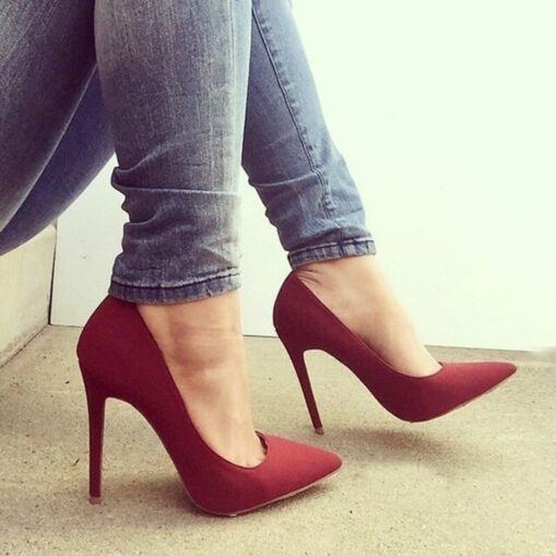 Women's Heels Pumps Valentines Gifts Stilettos High Heels Daily Solid Colored Stiletto Heel Pointed Toe Basic Casual Walking PU Loafer Wine Black / Re