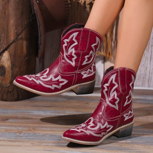 Women's Turquoise Western Cowboy Boots with Intricate Floral Embroidery, Perfect for Country-Themed Events and Casual Wear 2025 - Image 3