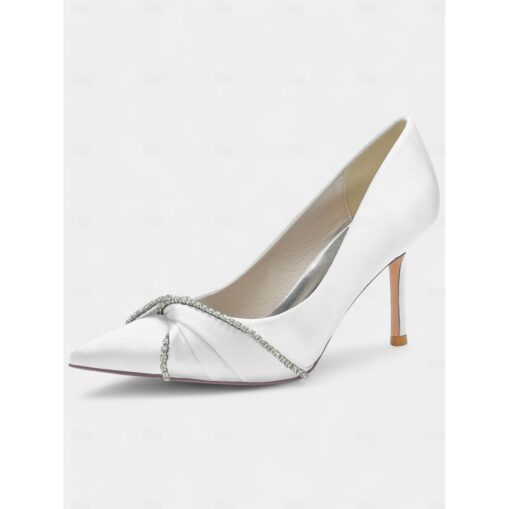 Women's Satin Pointed Toe Heels with Rhinestone Trim – Classic Formal Pumps for Evening and Special Events 2025 - Image 3