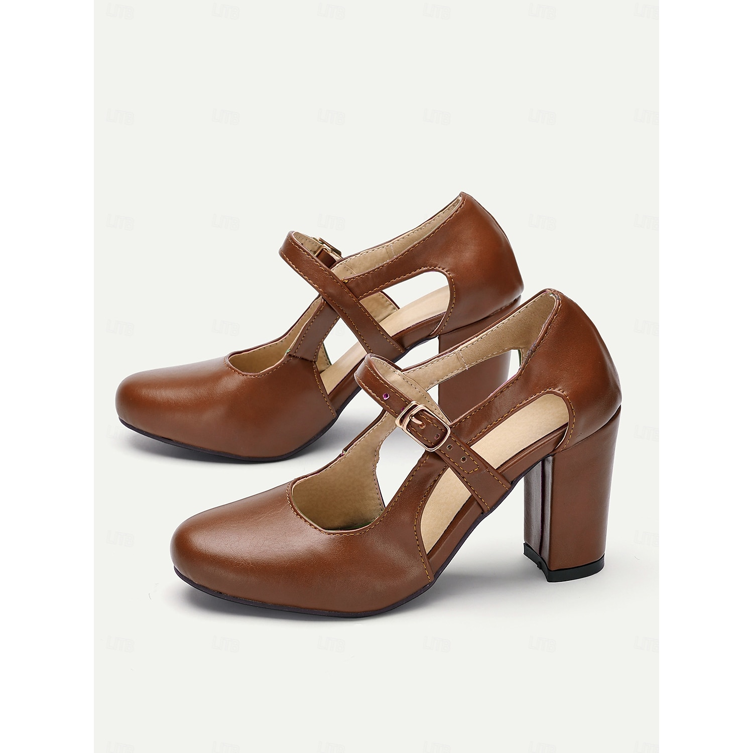 Vintage Green Mary Jane Block Heel Shoes for Women - Chunky High Heels with Buckle Strap, Retro Style Comfortable Leather Pumps 2025 - Image 5