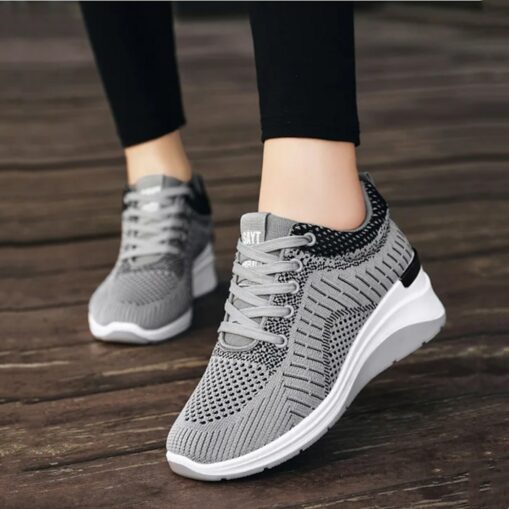 Women's Sneakers Plus Size Platform Sneakers Outdoor Solid Color Summer Flat Heel Round Toe Fashion Sporty Casual Walking PU Lace-up Black Pink Gray 2 - Image 3