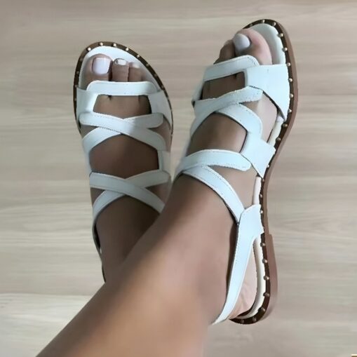 Women's Multi-Color Strappy Sandals – Casual Open-Toe Flat Sandals with Studded Detailing, Perfect for Summer and Everyday Wear 2025