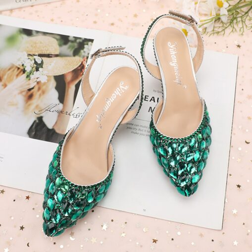 Women's Crystal Rhinestone Pointed-Toe Slingback High Heels - Elegant and Colorful Party, Wedding, and Evening Shoes 2025 - Image 3