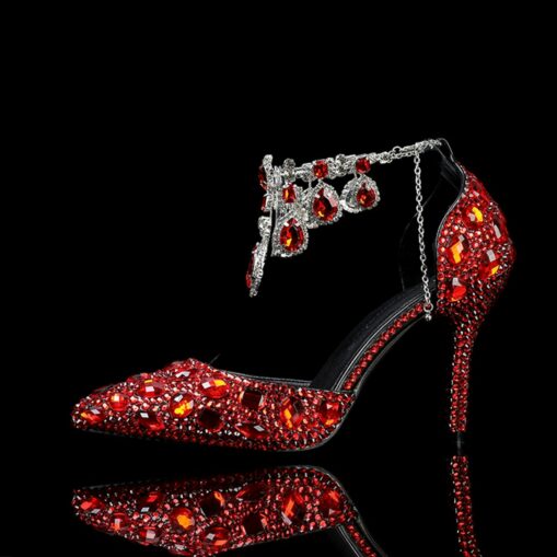 Women's Crystal Rhinestone Prom Shoes with Purple Gemstone Embellishments and Ankle Jewelry Chain - Elegant Stiletto Heels for Parties 2025 - Image 6