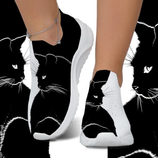 Women's Sneakers Slip-Ons Print Shoes Animal Print Plus Size Outdoor Daily Color Block Cat Summer Winter Flat Heel Round Toe Closed Toe Fashion Cute C