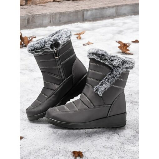 Women's Navy Winter Snow Boots with Faux Fur Lining – Waterproof, Anti-Slip Warm Ankle Boots 2025 - Image 2