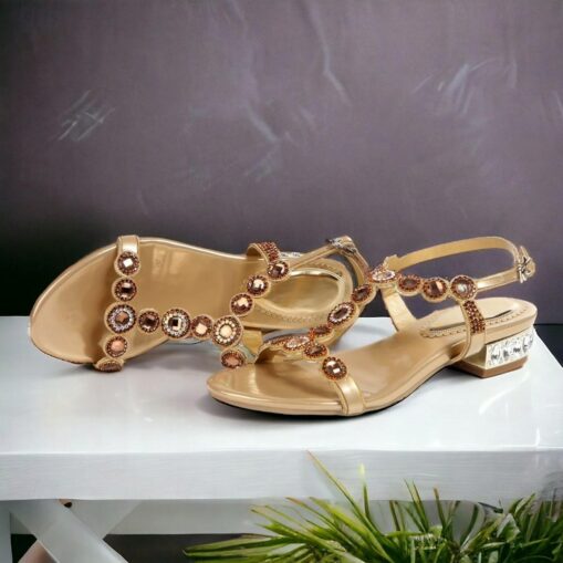 Women's Wedding Shoes Sandals Party Rhinestone Flat Heel Round Toe Elegant Vintage Microbial Leather Ankle Strap Black Silver Purple 2025 - Image 2