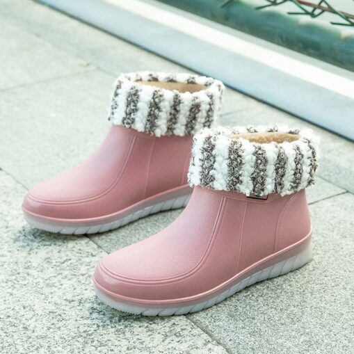Women's Waterproof Short Rain Boots with Faux Fur Lining, Non-Slip Sole, and Multiple Color Options – Perfect for Winter Outdoor Activities 2025 - Image 8