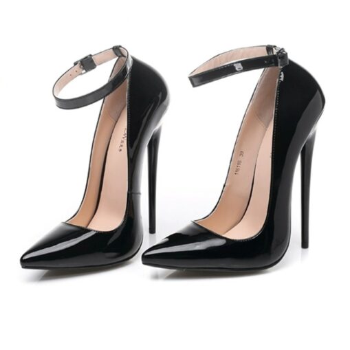 Women's Red Patent Leather Stiletto High Heel Pumps with Ankle Strap - Sexy Pointed Toe Dress Shoes 2025 - Image 2