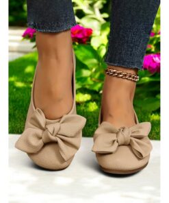Women's Flats Barefoot shoes Wide Fit Shoes Comfort Shoes Daily Travel Mother's Day Bowknot Flat Heel Round Toe Casual Comfort Minimalism Faux Leather