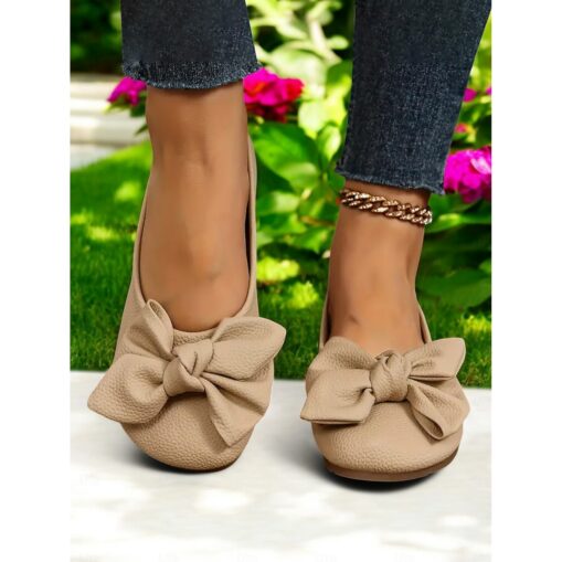 Women's Flats Barefoot shoes Wide Fit Shoes Comfort Shoes Daily Travel Mother's Day Bowknot Flat Heel Round Toe Casual Comfort Minimalism Faux Leather