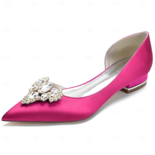 Women's Wedding Shoes Dress Shoes Wedding Party Daily Wedding Flats Bridal Shoes Bridesmaid Shoes Rhinestone Flat Heel Pointed Toe Elegant Fashion Sat - Image 6