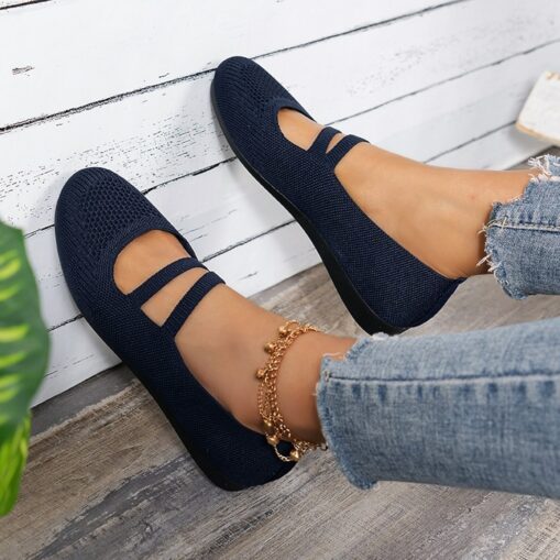 Women's Flats Plus Size Comfort Shoes Daily Solid Color Summer Flat Heel Round Toe Casual Comfort Minimalism Walking Mesh Loafer Black Burgundy Dark B - Image 3