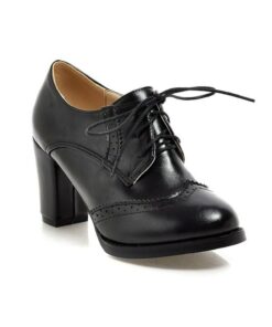 Women's Vintage Oxford Heels – Lace-Up Brogue Chunky Heel Dress Shoes for Work, Office, and Casual Wear 2025