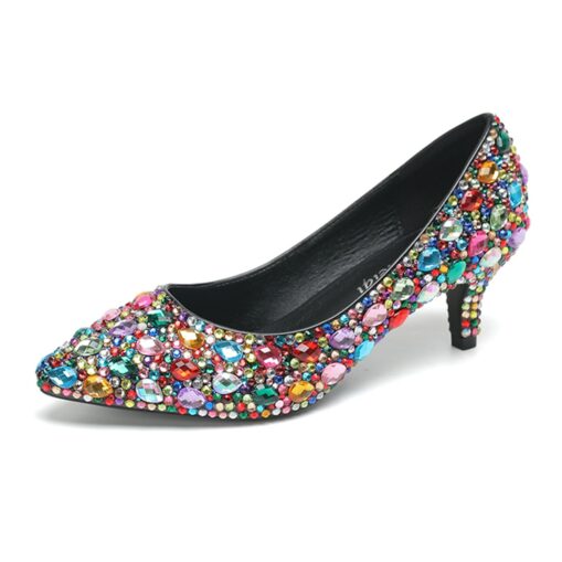 Women's Gold Rhinestone Embellished Pointed Toe Kitten Heels – Luxury Bridal or Evening Party Shoes 2025 - Image 5